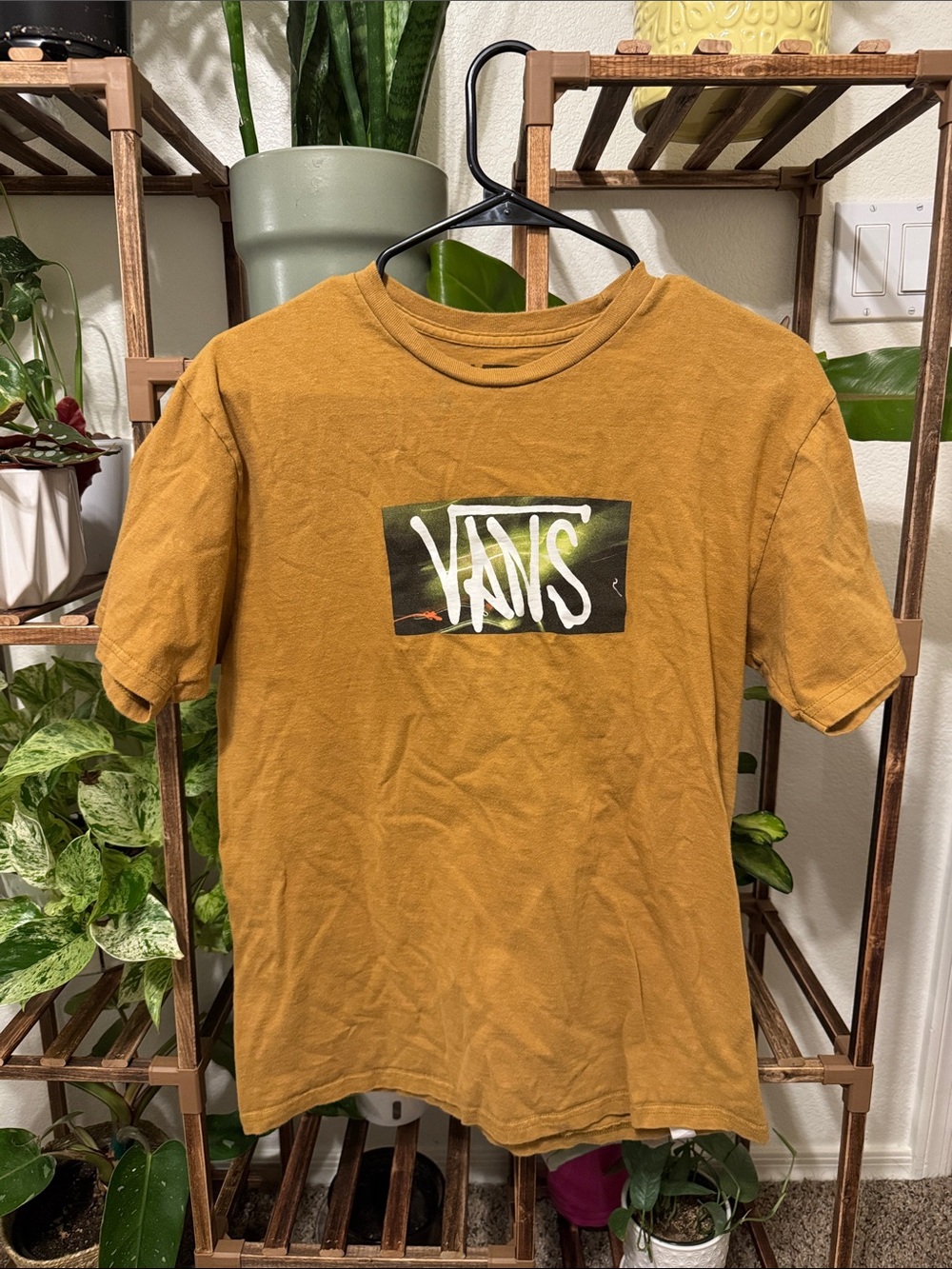 Vans Mustard Tee with Black Logo Print